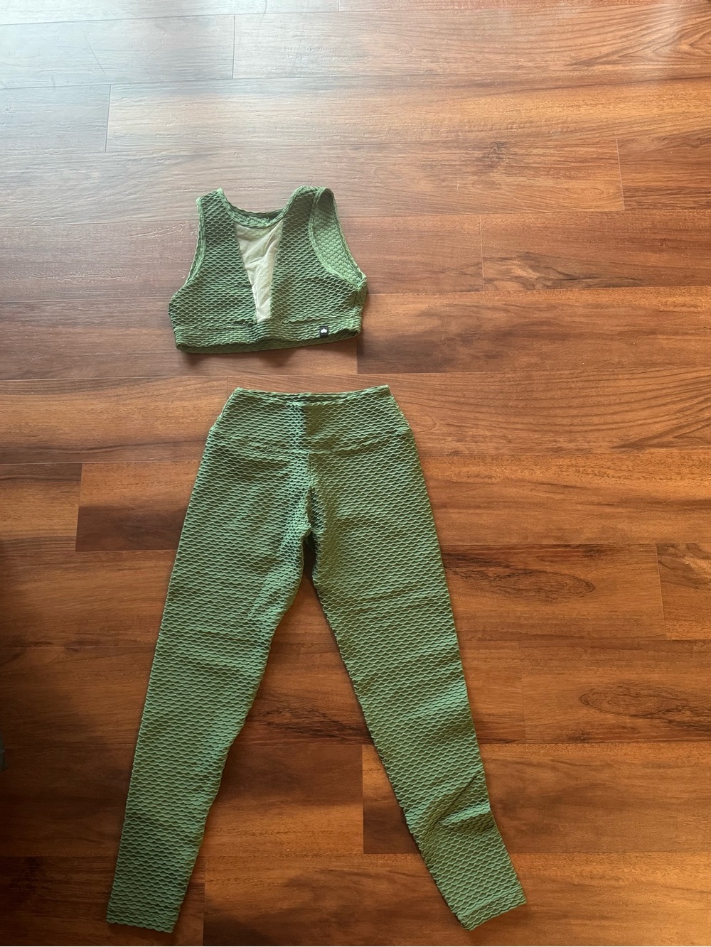 Booty by Brabants Olive Textured High-Waist Leggings & Crop Top Set